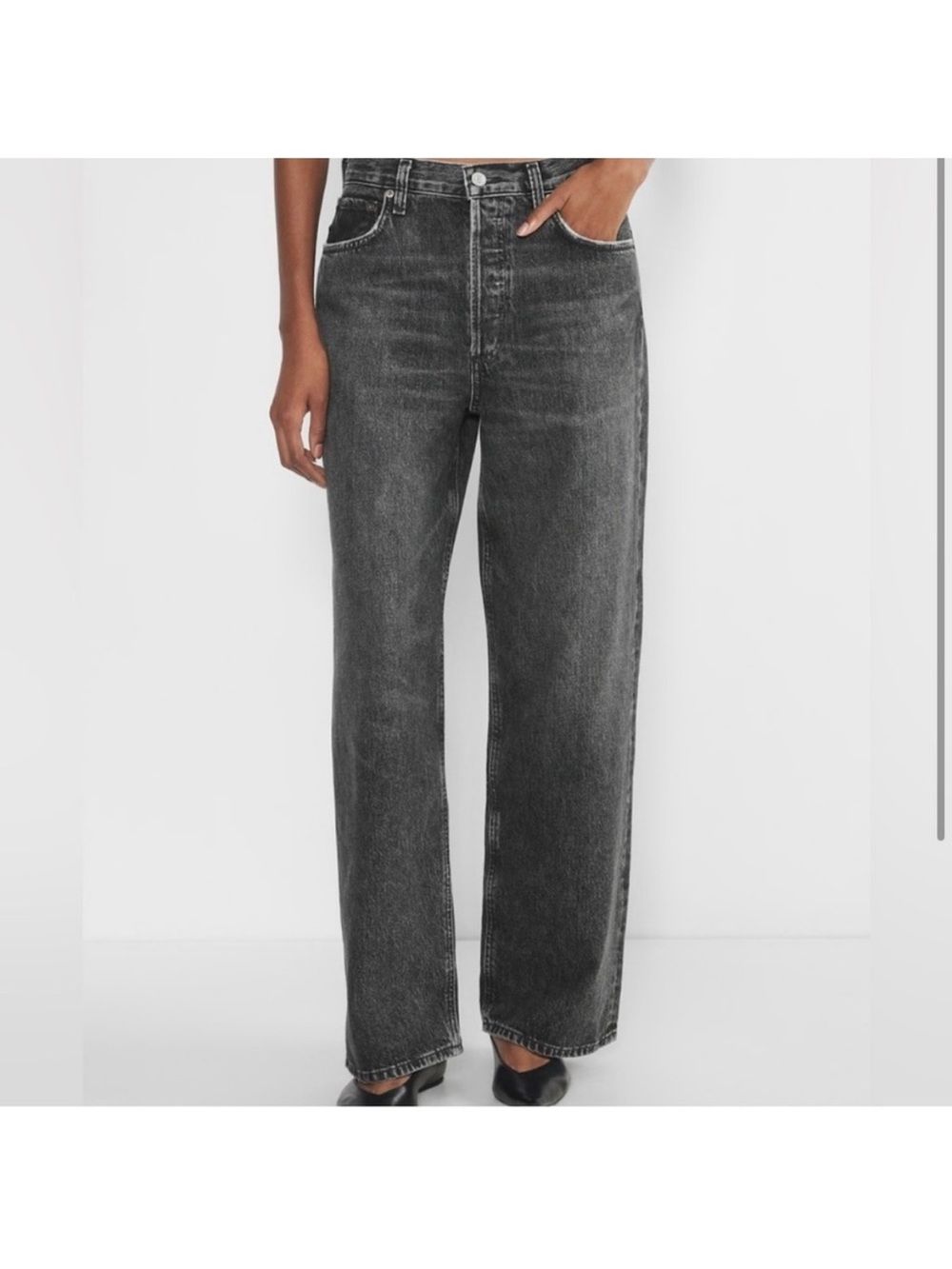 Agolde Low Slung Baggy Jeans in Washed Black size 28 - Picture 14 of 15